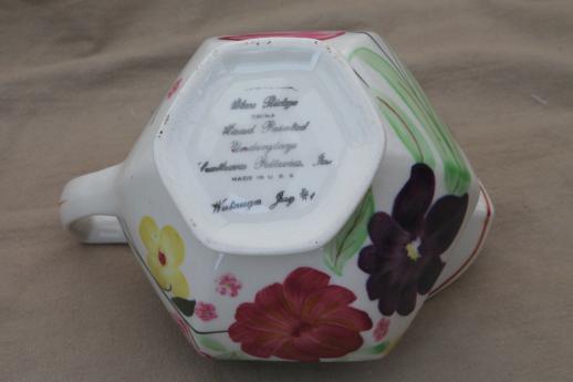 photo of vintage Blue Ridge pottery Watauga jug hand-painted floral china pitcher #5