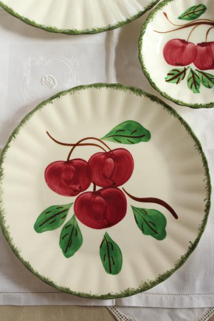 photo of vintage Blue Ridge pottery hand painted china dishes, red apple crabapple pattern #4