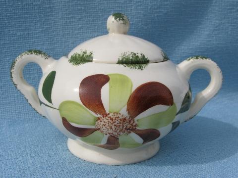 photo of vintage Blue Ridge pottery hand painted sunflower cream & sugar #2