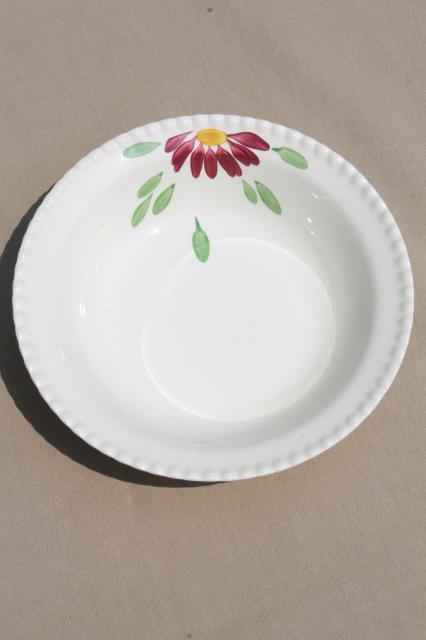 photo of vintage Blue Ridge pottery pie crust edge salad bowl & plates w/ hand-painted red flower #3