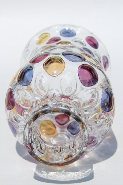 photo of vintage Bohemia crystal glass lamp shade, colored dots thumbprint coin spo #3