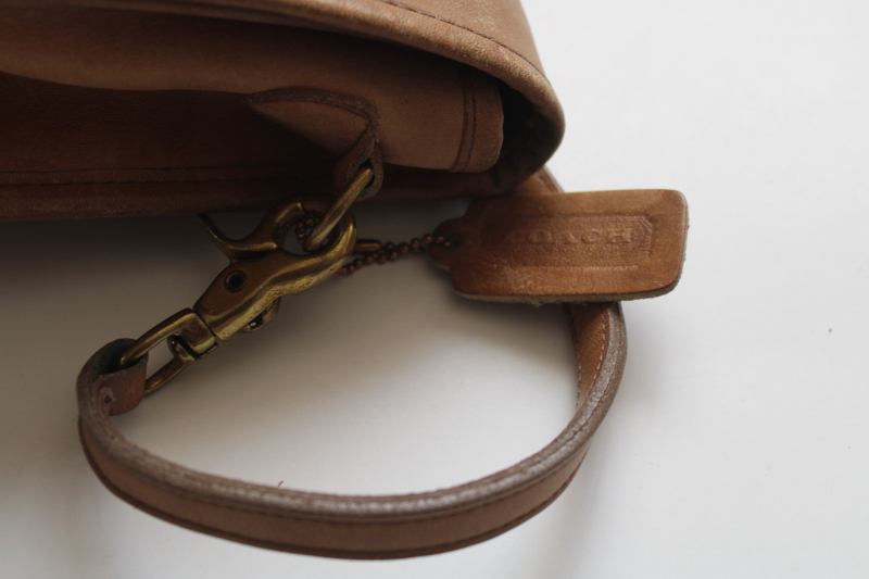 photo of vintage Bonnie Cashin Coach 9755 leather purse, putty brown long strap shoulder bag #3