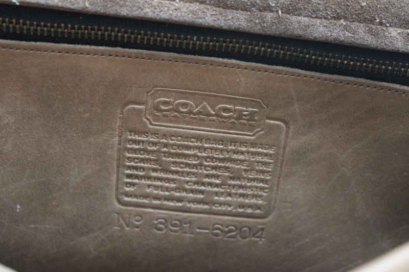 photo of vintage Bonnie Cashin Coach 9755 leather purse, putty brown long strap shoulder bag #5