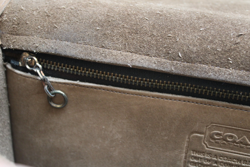 photo of vintage Bonnie Cashin Coach 9755 leather purse, putty brown long strap shoulder bag #6