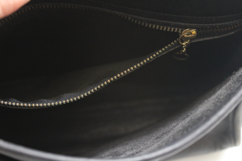 photo of vintage Bonnie Cashin Coach Court bag, black leather top handle purse, long strap shoulder bag #14