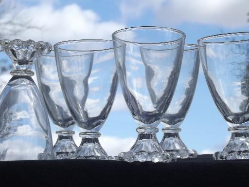 photo of vintage Boopie candlewick beads pattern glasses, set 6 footed tumblers #1