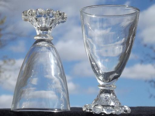 photo of vintage Boopie candlewick beads pattern glasses, set 6 footed tumblers #2