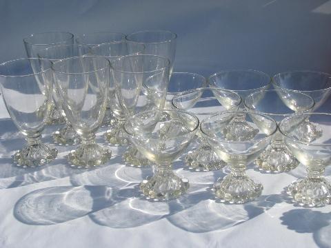 photo of vintage Boopie candlewick beads water glasses & sherbets, service for 8 #1