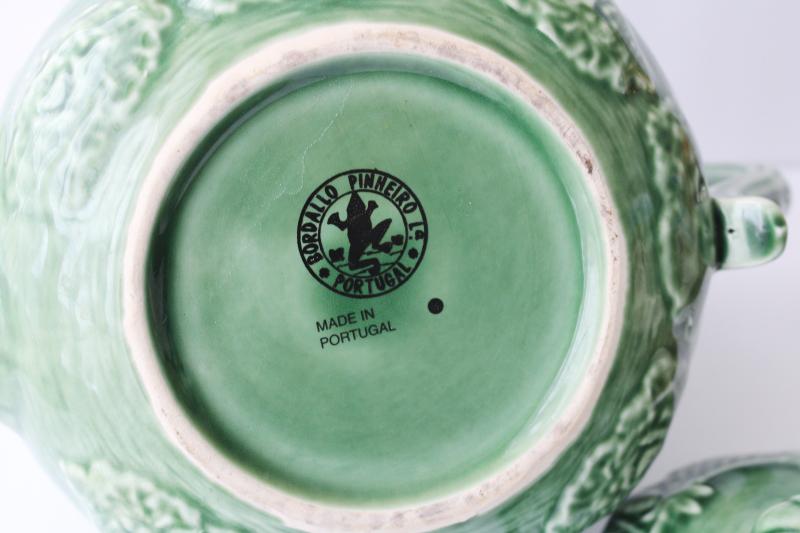 photo of vintage Bordallo Pinheiro Portugal pottery rabbits pattern cabbage green teapot #11