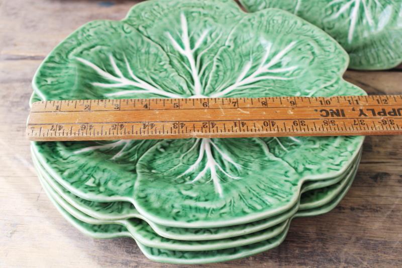 photo of vintage Bordallo Pinheiro green cabbage leaf Portugal pottery chargers or plates #4