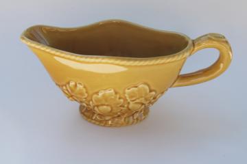 vintage Bordallo Pinheiro pottery brown gold oak leaf and acorn gravy boat