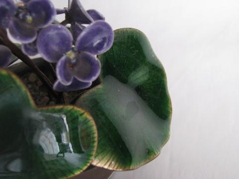 photo of vintage Bovano enamel on copper sculpture, bunch of violets #4