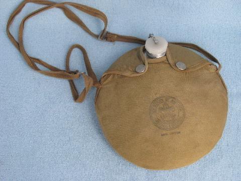 photo of vintage Boy Scout BSA aluminum camping canteen w/canvas case #1