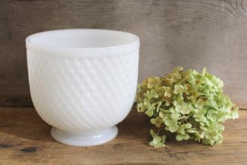 catalog photo of vintage Brody - Cleveland Ohio milk glass planter pot or vase w/ footed shape