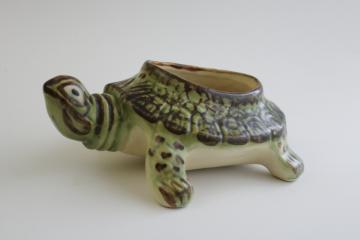 catalog photo of vintage Brush McCoy pottery turtle planter, ceramic pot for house plant 