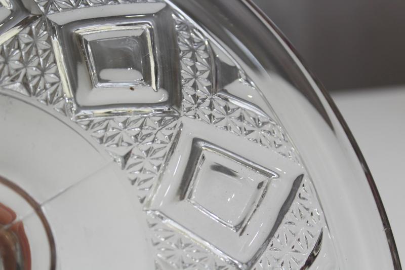 photo of vintage Bryce Grand diamond pressed pattern glass cake stand pedestal plate #5