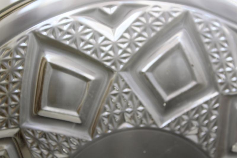 photo of vintage Bryce Grand diamond pressed pattern glass cake stand pedestal plate #6