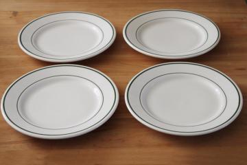 catalog photo of vintage Buffalo china restaurant ware, forest green band white ironstone, diner style lunch plates