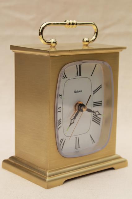 photo of vintage Bulova clock, brass case mantel clock movement made in Japan #1