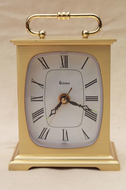 photo of vintage Bulova clock, brass case mantel clock movement made in Japan #4