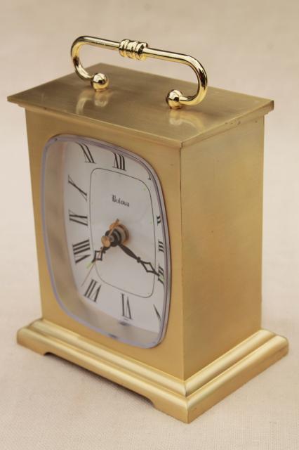 photo of vintage Bulova clock, brass case mantel clock movement made in Japan #5