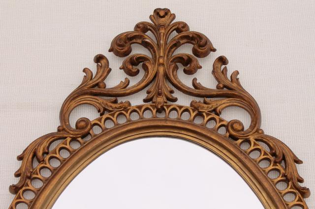 photo of vintage Burwood gold rococo plastic wall mirror, Cinderella fairy tale french country style #3