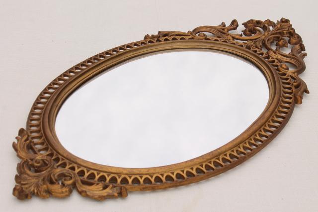 photo of vintage Burwood gold rococo plastic wall mirror, Cinderella fairy tale french country style #4