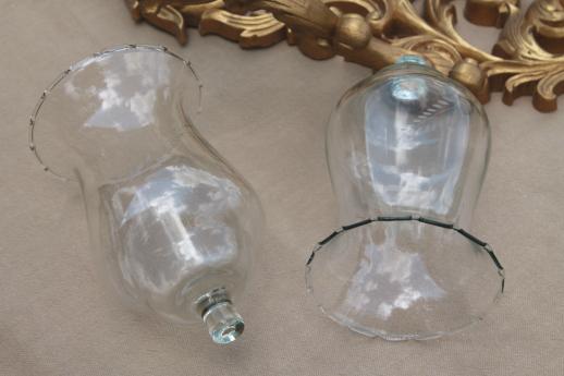 photo of vintage Burwood gold wall sconces w/ Princess House glass candle lamp shades #9