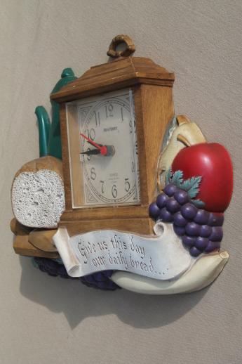 photo of vintage Burwood plastic kitchen wall clock Give Us This Day Our Daily Bread #3