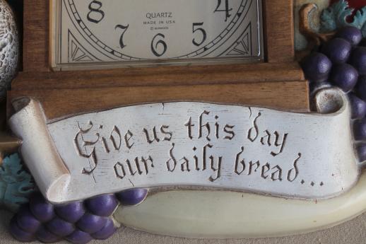 photo of vintage Burwood plastic kitchen wall clock Give Us This Day Our Daily Bread #9