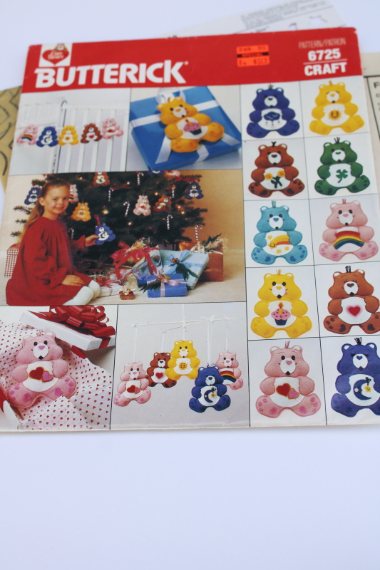 photo of vintage Butterick sewing craft pattern, Care Bears ornaments to make from felt #2