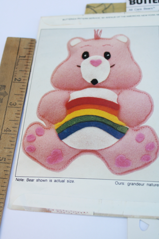 photo of vintage Butterick sewing craft pattern, Care Bears ornaments to make from felt #4