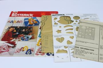 catalog photo of vintage Butterick sewing craft pattern, Care Bears ornaments to make from felt 