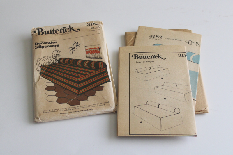 photo of vintage Butterick sewing pattern, MCM slipcovers to make, minimalist mod daybed couch sofa covers  #1