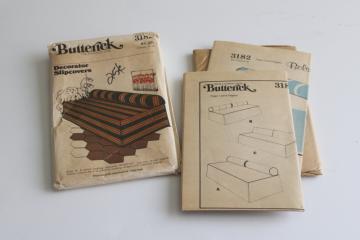 vintage Butterick sewing pattern, MCM slipcovers to make, minimalist mod daybed couch sofa covers 