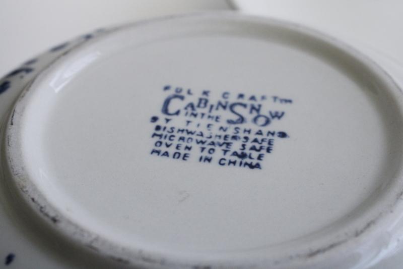 photo of vintage Cabin in the Snow Folk Craft stoneware casserole covered bowl, Tienshan China #4