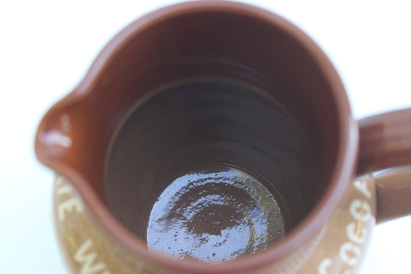 photo of vintage Cadburys jug, Make Drinking Chocolate With Bournville Cocoa, 1920s pottery pitcher #4