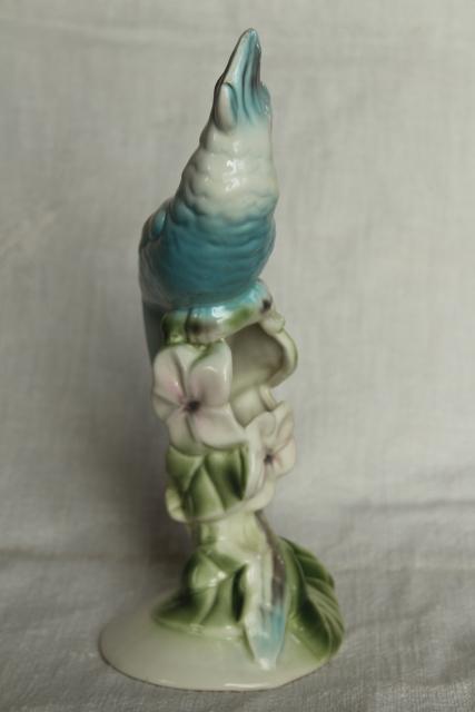 photo of vintage California pottery, Clay Sketches Pasadena ceramic cockatiel parrot bird vase #6