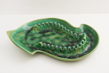 catalog photo of vintage California pottery, huge ceramic ashtray retro hippie style groovy glaze