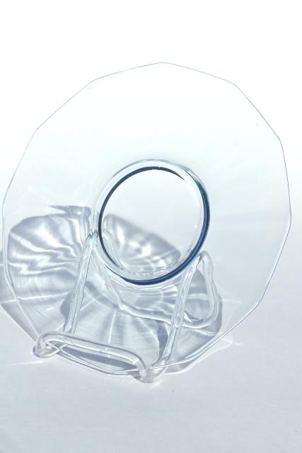 photo of vintage Cambridge decagon mayo dish & basket bowl, light blue colored glass #6