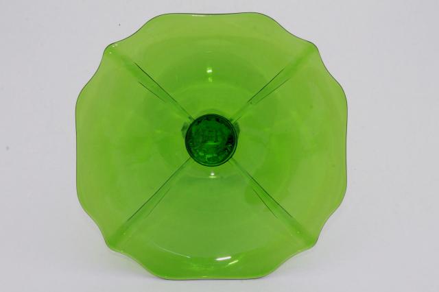 photo of vintage Cambridge gadroon compote dish, clear keyhole stem w/ forest green bowl #3