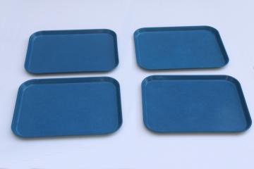 vintage Cambro fiberglass plastic trays bright royal blue, set of 4 cafeteria lunch trays 