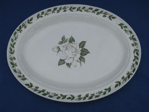 photo of vintage Cameo Rose pattern Hall pottery platter, Hall's Superior China #1