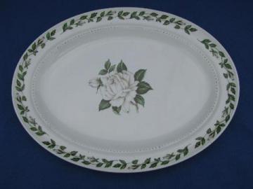 catalog photo of vintage Cameo Rose pattern Hall pottery platter, Hall's Superior China