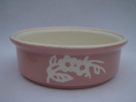 photo of vintage Cameoware, Harker pottery pink cameo stacking dish w/ cover #4