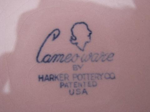 photo of vintage Cameoware, Harker pottery pink cameo stacking dish w/ cover #5