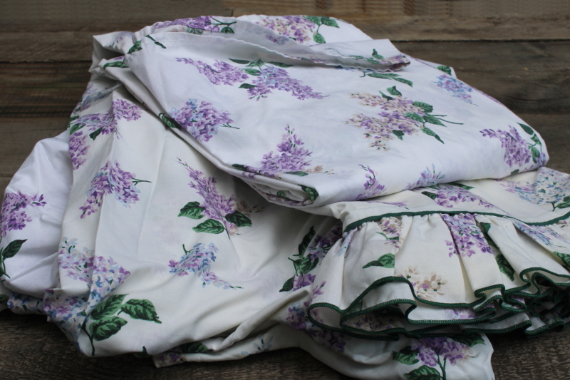 photo of vintage Cannon cotton poly bed sheets, Waverly style lilacs floral print queen size  #1