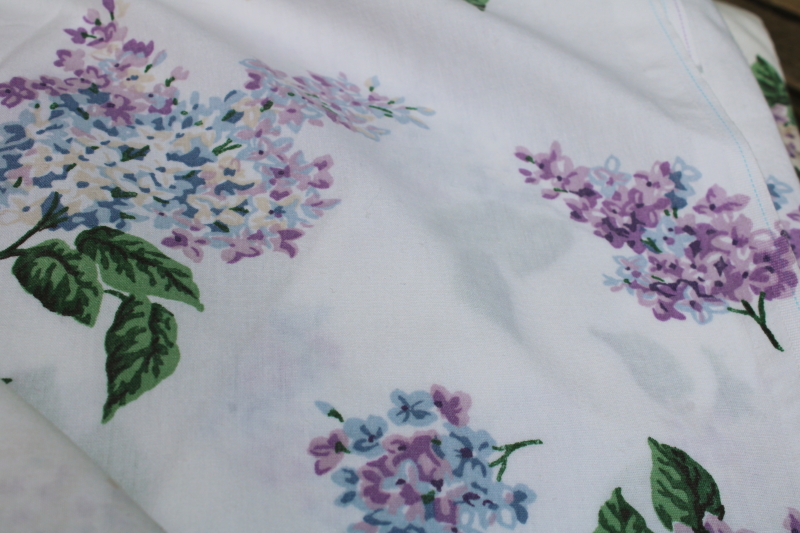 photo of vintage Cannon cotton poly bed sheets, Waverly style lilacs floral print queen size  #2