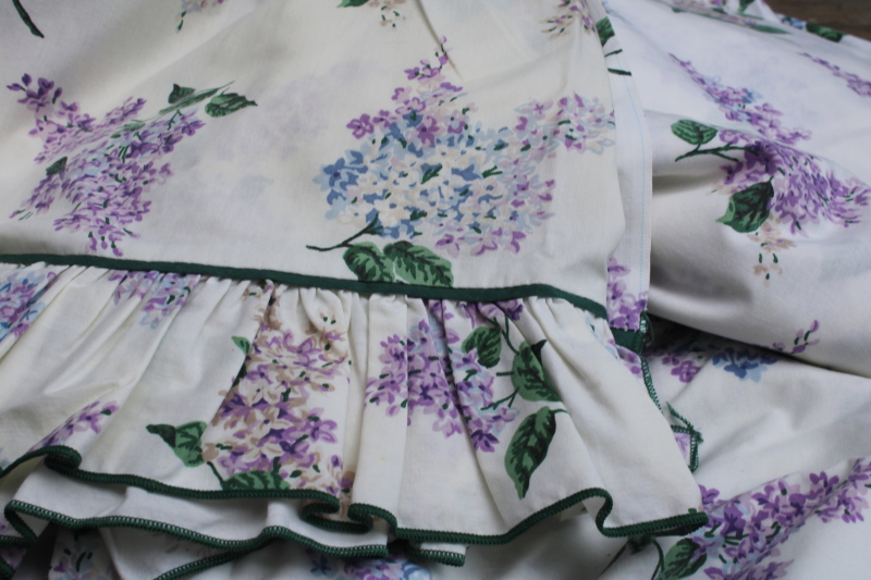 photo of vintage Cannon cotton poly bed sheets, Waverly style lilacs floral print queen size  #4