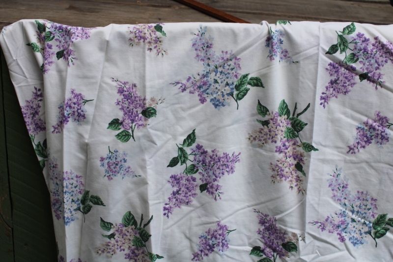 photo of vintage Cannon cotton poly bed sheets, Waverly style lilacs floral print queen size  #7